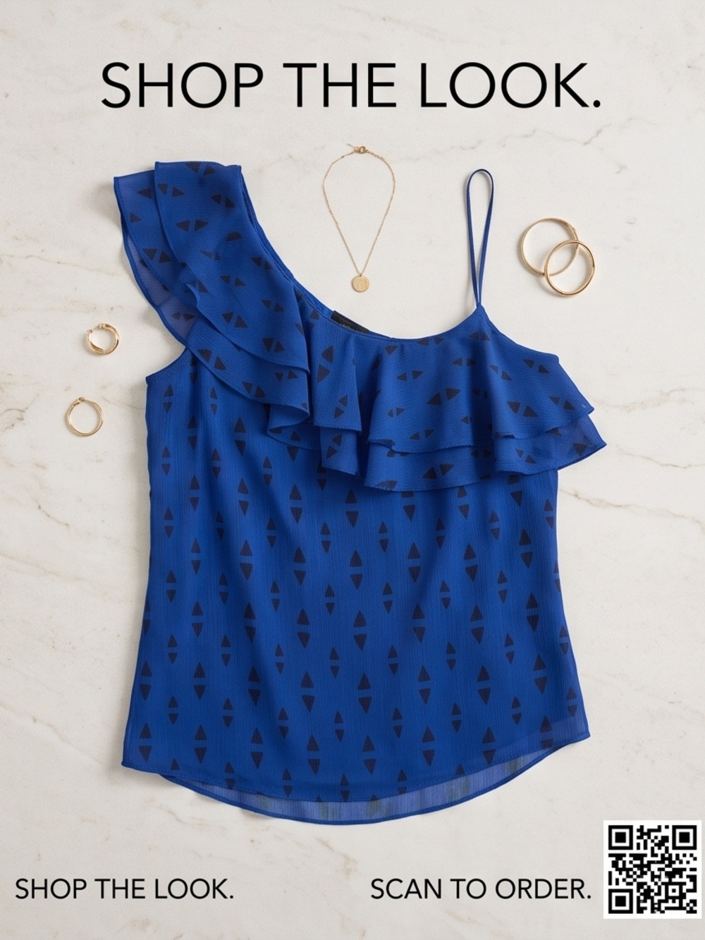 Apt. 9 One-Shoulder Ruffle Blouse - Blue - Picture 3 of 4